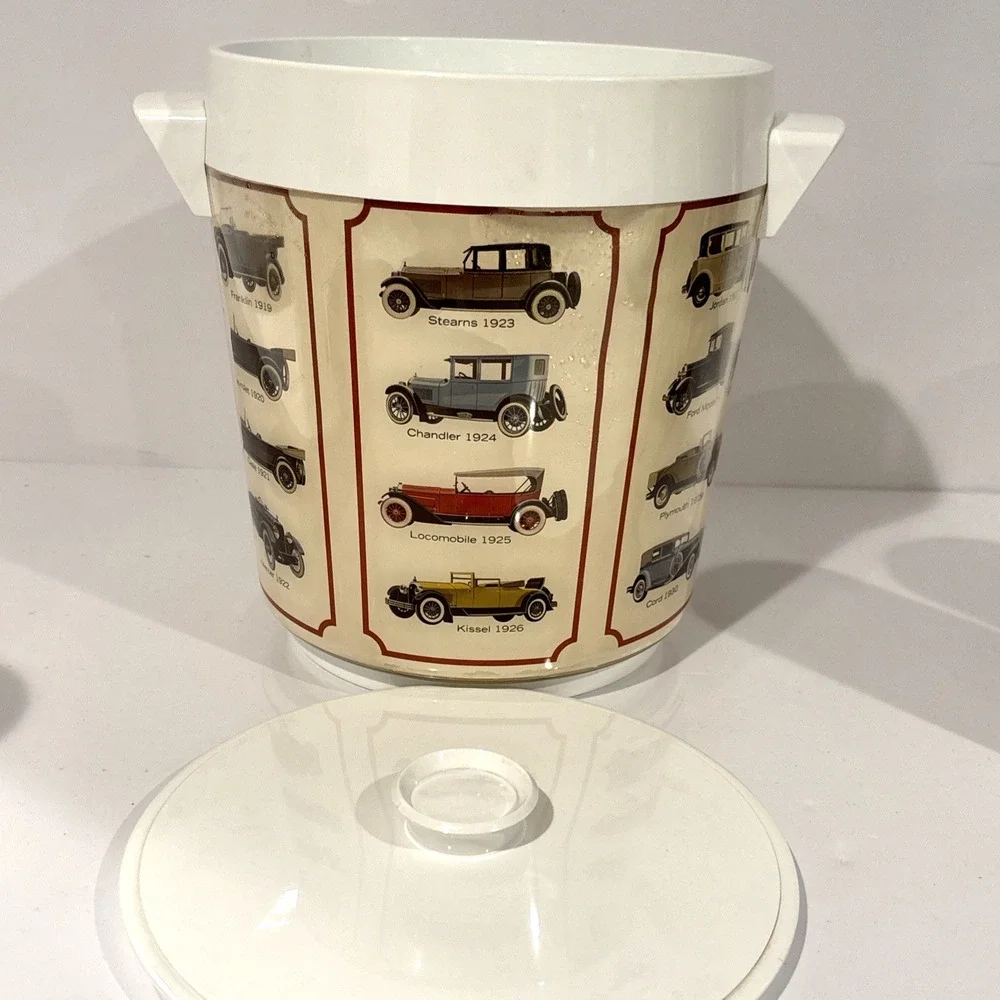 Vintage Thermo Serv Ice Bucket w Lid & 4 Mugs 6